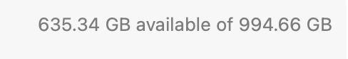 Example showing available and total Mac storage