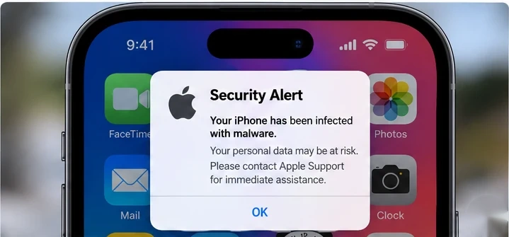 Fictional iPhone security warning