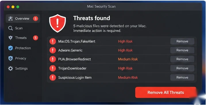 Fictional antivirus threat scan