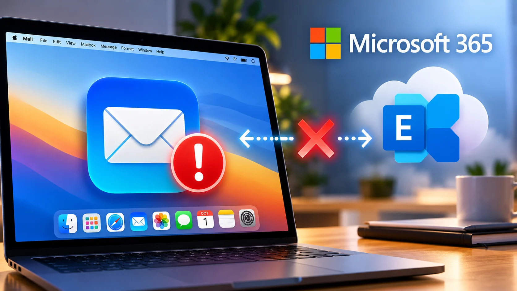 Apple Mail and Microsoft 365 syncing warning illustration